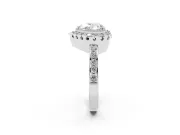 Heart-Shaped Vintage Milgrain Halo Engagement Ring Setting | Pierced Gallery | Platinum