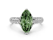 Marquise Three Row Pave Engagement Ring Setting for a Fancy Green Lab-Grown Diamond | Platinum