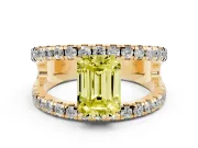 Emerald Cut Split Shank Pavé Engagement Ring Setting for a Fancy Yellow Lab-Grown Diamond | Yellow Gold