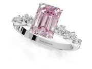 Emerald Cut Graduated Solitaire Engagement Ring Setting for a Fancy Pink Lab-Grown Diamond | Platinum
