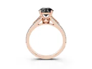 Round Pavé Split Shank Engagement Ring Setting for a Black Center | Double Claw Prongs | Rose Gold