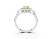 Fancy Yellow Pear Cut Diamond Halo Engagement Ring Set in Platinum with Milgrain Pavé Band