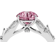 Round Leaf Solitaire Engagement Ring Setting for a Fancy Pink Lab-Grown Diamond | Sterling Silver