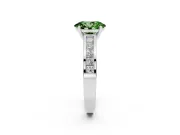 Fancy Green Oval Cut Diamond Solitaire Ring Set in Platinum with Channel-Set Band and Prong Setting