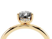 Pear-Shaped Hidden Halo Engagement Ring Setting for a Black Center | Thin Plain Band | Yellow Gold