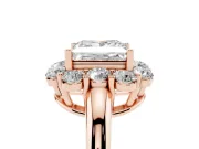 Princess Cut Milgrain Halo Engagement Ring Setting | Graduated Bezel Accents | Rose Gold