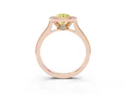 Pear-Shaped Vintage Milgrain Halo Engagement Ring Setting for a Fancy Yellow Lab-Grown Diamond | Bezel Head | Rose Gold
