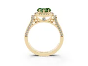 Heart-Shaped Halo Engagement Ring Setting for a Fancy Green Lab-Grown Diamond | Pointed Pave Shoulders | Yellow Gold