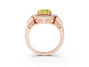 Fancy Yellow Heart Cut Diamond Milgrain Halo Ring Set in Rose gold with Split Shank