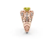 Asscher Cut Art Deco Engagement Ring Setting for a Fancy Yellow Lab-Grown Diamond | Rose Gold