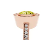Round Milgrain Halo Engagement Ring Setting for a Fancy Yellow Lab-Grown Diamond | Pave Band | Rose Gold