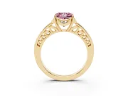 Princess Cut Floral Pavé Engagement Ring Setting for a Fancy Pink Lab-Grown Diamond | Yellow Gold