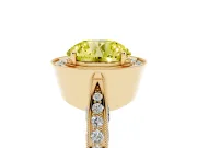 Round Milgrain Halo Engagement Ring Setting for a Fancy Yellow Lab-Grown Diamond | Side Stones | Yellow Gold