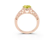 Round Floral Pavé Engagement Ring Setting for a Fancy Yellow Lab-Grown Diamond | Rose Gold