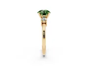 Round Three Stone Engagement Ring Setting for a Fancy Green Lab-Grown Diamond | Round Side Stones | Yellow Gold
