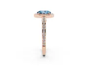 Oval Sectioned Halo Engagement Ring Setting for a Fancy Blue Lab-Grown Diamond | Rose Gold