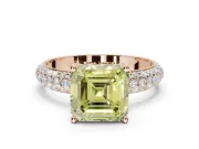 Asscher Cut Domed Pavé Engagement Ring Setting for a Fancy Yellow Lab-Grown Diamond | Rose Gold