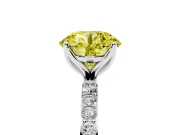 Round Pave Solitaire Engagement Ring Setting for a Fancy Yellow Lab-Grown Diamond | Slim Band | Sterling Silver