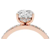 Cushion Cut Diamond Pavé Band Ring Set in Rose gold with Prong-Set Center Stone