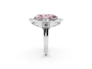 Fancy Pink Marquise Cut Diamond Milgrain Halo Ring Set in White gold with Split Shank