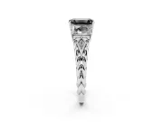 Fancy Black Emerald Cut Diamond Three-Stone Ring Set in Silver with Braided Band