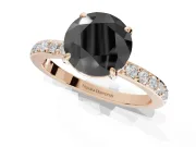 Round Hidden Halo Solitaire Engagement Ring Setting for a Black Center | Pavé Band | Rose Gold