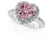 Heart-Shaped Pave Halo Engagement Ring Setting for a Fancy Pink Lab-Grown Diamond | Pave Band | Platinum