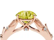 Round Leaf Solitaire Engagement Ring Setting for a Fancy Yellow Lab-Grown Diamond | Rose Gold