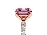 Asscher Cut Pave Engagement Ring Setting for a Fancy Pink Lab-Grown Diamond | Slim Band | Rose Gold