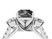 Cushion Cut Three-Stone Engagement Ring Setting for a Black Center | Sterling Silver