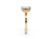 Fancy Pink Emerald Cut and Emerald Cut Toi Moi Ring Set in Yellow gold with Prong Setting
