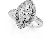 Marquise Pave Halo Engagement Ring Setting | Pave Band | Sterling Silver