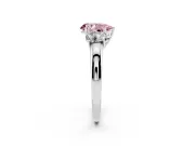 Pear-Shaped Three Stone Engagement Ring Setting for a Fancy Pink Lab-Grown Diamond | Matching Side Stones | Platinum