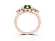 Cushion Cut Cluster Side Stone Engagement Ring Setting for a Fancy Green Lab-Grown Diamond | Plain Band | Rose Gold