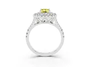 Emerald Cut Halo Split Shank Engagement Ring Setting for a Fancy Yellow Lab-Grown Diamond | White Gold