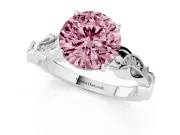 Round Vine Engagement Ring Setting for a Fancy Pink Lab-Grown Diamond | Platinum