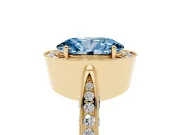 Oval Milgrain Halo Engagement Ring Setting for a Fancy Blue Lab-Grown Diamond | Side Stones | Yellow Gold
