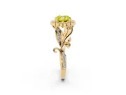 Cushion Cut Leaf Halo Engagement Ring Setting for a Fancy Yellow Lab-Grown Diamond | Yellow Gold