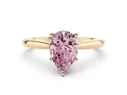 Pear-Shaped Cathedral Engagement Ring Setting for a Fancy Pink Lab-Grown Diamond | Yellow Gold