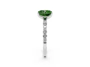 Radiant Cut Pave Solitaire Engagement Ring Setting for a Fancy Green Lab-Grown Diamond | Slim Band | Sterling Silver