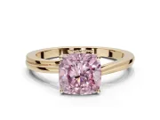 Cushion Cut Bypass Solitaire Engagement Ring Setting for a Fancy Pink Lab-Grown Diamond | Yellow Gold