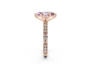 Fancy Pink Marquise Cut Diamond Solitaire Ring Set in Rose gold with Slim Pavé Band and Prong Setting