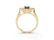 Emerald Cut Cluster Halo Engagement Ring Setting for a Black Center | Yellow Gold