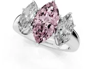 Marquise 3 Stone Engagement Ring Setting for a Fancy Pink Lab-Grown Diamond | Sterling Silver
