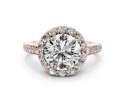Round Floral Halo Engagement Ring Setting | Large Round Accents | Rose Gold