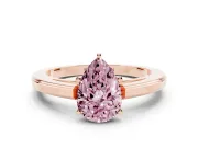 Fancy Pink Pear Cut Diamond Solitaire Ring Set in Rose gold with Prong Setting and Classic Band