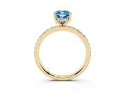 Cushion Cut Hidden Halo Engagement Ring Setting for a Fancy Blue Lab-Grown Diamond | Yellow Gold