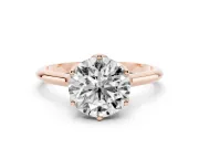 Round Cut Diamond Solitaire Cathedral Ring Set in Rose gold with Prong Setting