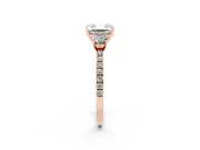 Asscher Cut Three Stone Engagement Ring Setting | Pave Shoulders | Rose Gold