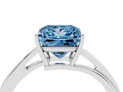 Fancy Blue Princess Cut Diamond Solitaire Twist Band Ring Set in White gold with Prong Setting